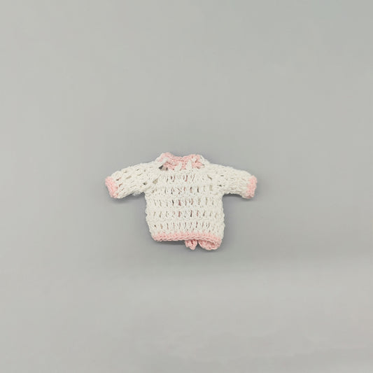 Set of 6 Pink Accent and White Crochet Mini Jackets – Baby Shower & Welcome Favors