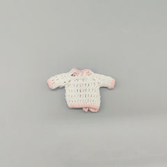 Set of 6 Pink Accent and White Crochet Mini Jackets – Baby Shower & Welcome Favors
