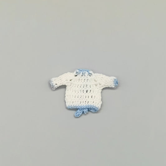 Set of 6 White Crochet Mini Jackets with Blue Outline – Baby Shower Favors