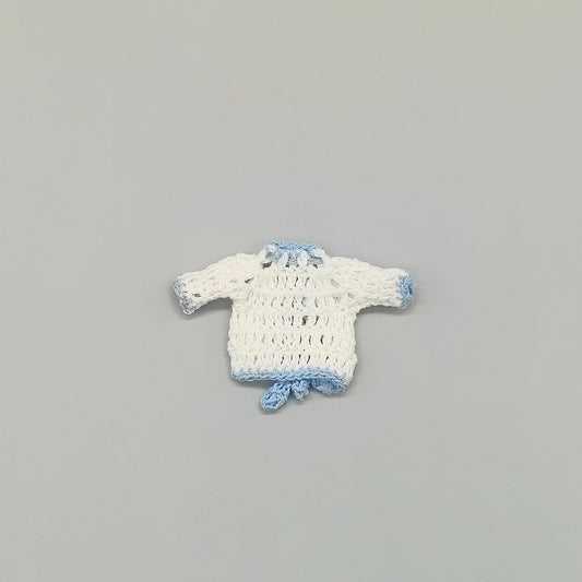 Baby white knit crochet mini jacket with baby blue outline, cute, baby shower, baby welcome, crochet favor, baby shower favors, Set of 6