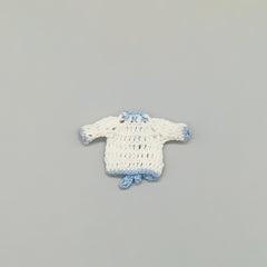 Set of 6 White Crochet Mini Jackets with Blue Outline – Baby Shower Favors