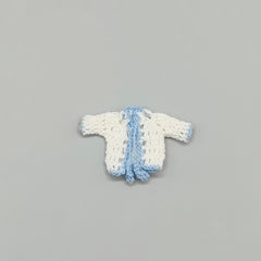 Set of 6 White Crochet Mini Jackets with Blue Outline – Baby Shower Favors