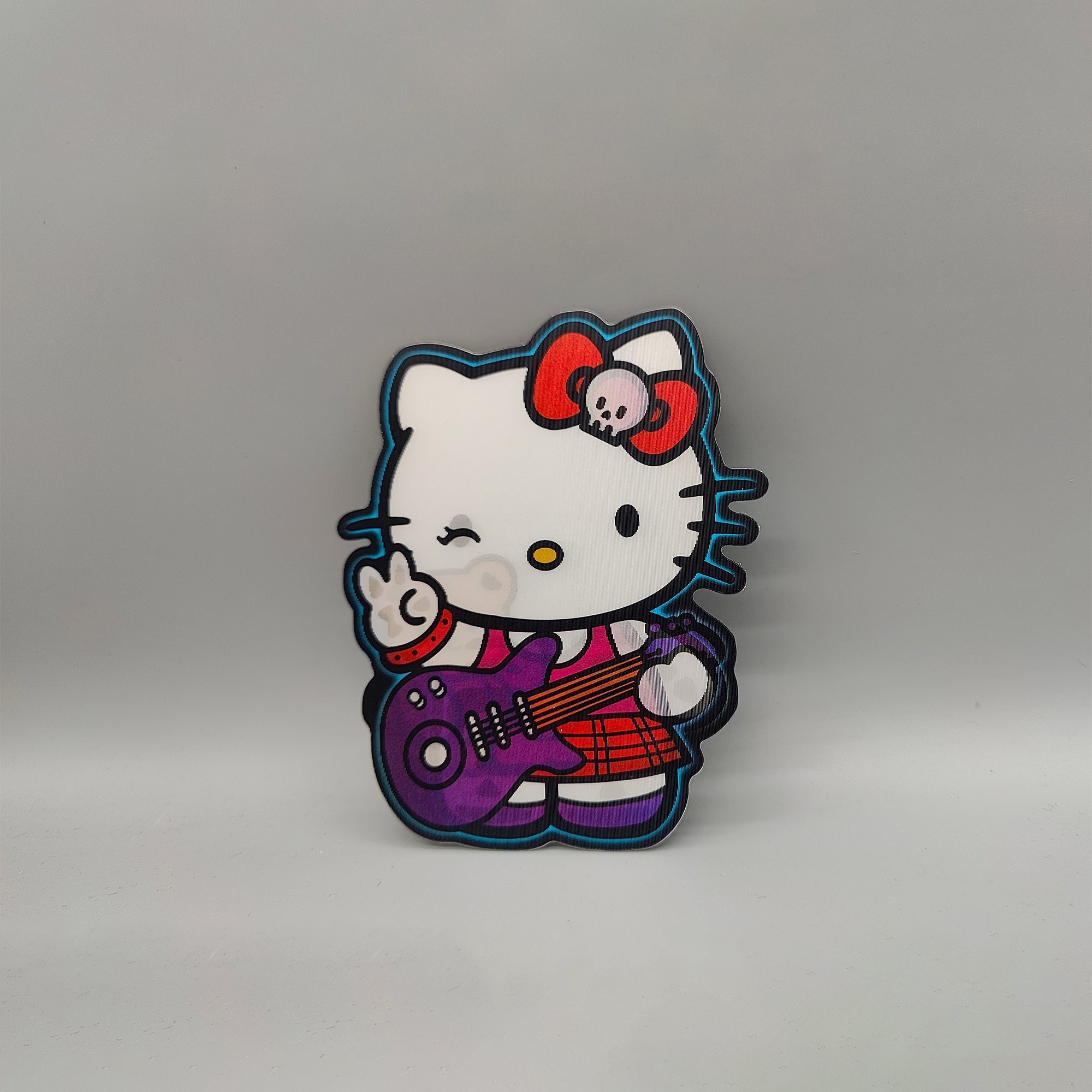 3D Lenticular Hello Kitty Sticker - High Quality Waterproof Sticker - For Craft, Car, Laptop or any clean surface. Skull Rock Guitar