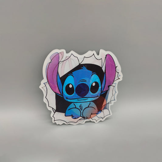 3D Lenticular blue dog, koala extraterrestrial character - High Quality Waterproof Sticker - For Craft, Car, Book Cover, Laptop etc