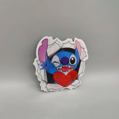 3D Lenticular blue dog, koala extraterrestrial character - High Quality Waterproof Sticker - For Craft, Car, Book Cover, Laptop etc