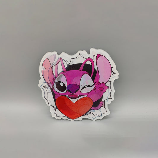 3D Lenticular blue dog, koala extraterrestrial character - High Quality Waterproof Sticker - For Craft, Car, Book Cover, Laptop etc