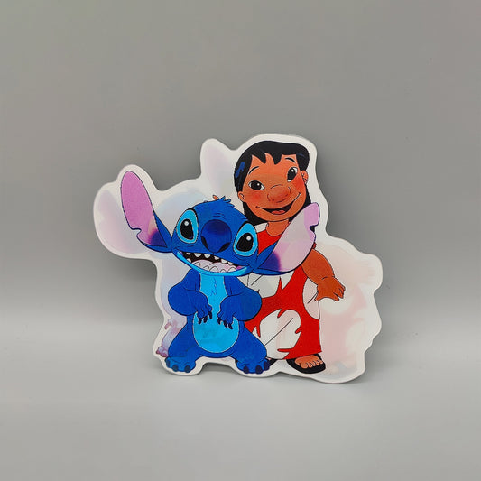 3D Lenticular blue dog, koala character and his friend - High Quality Waterproof Sticker - For Craft, Car, Book Cover, Laptop etc