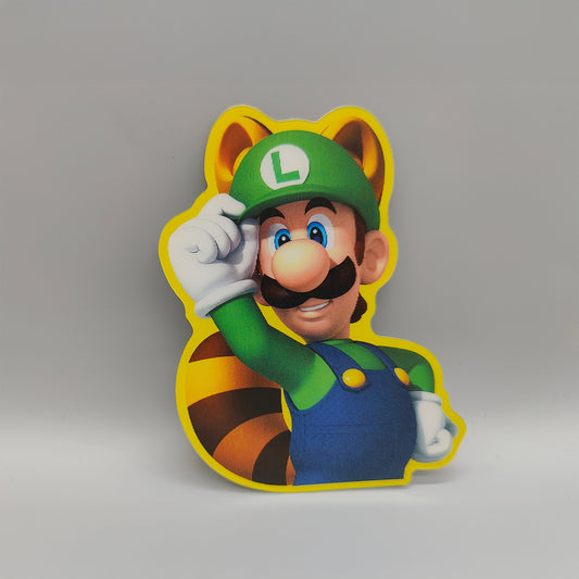3D Lenticular Super Mario Luigi Sticker - High Quality Waterproof - For Craft, Car, Laptop or any clean surface. Racoon tail Luigi