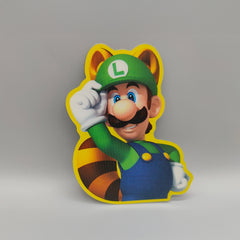 3D Lenticular Super Mario Luigi Sticker - High Quality Waterproof - For Craft, Car, Laptop or any clean surface. Racoon tail Luigi