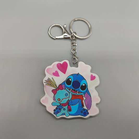 3D Lenticular Stitch & Scrump Keychain – Double-Sided, Cute Design