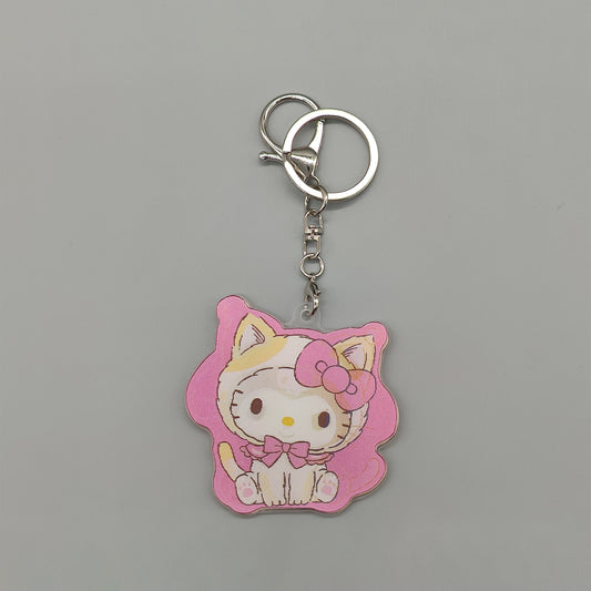 3D Lenticular Hello Kitty, Kuromi, My Melody Keychain - With Key Ring and Clasp - Double Sided with 3 alternating images