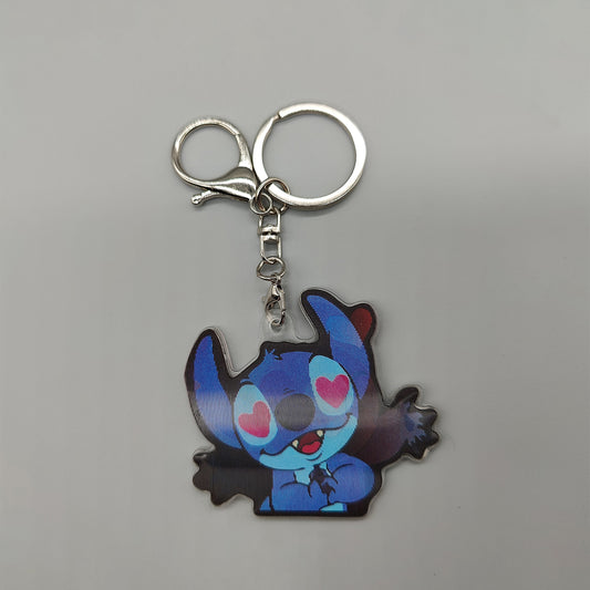 3D Lenticular Stitch Keychain - With Key Ring and Clasp - Double Sided Stich Keychain - Lilo and Stitch Inspired