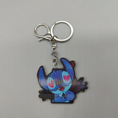 3D Lenticular Stitch Keychain - With Key Ring and Clasp - Double Sided Stich Keychain - Lilo and Stitch Inspired