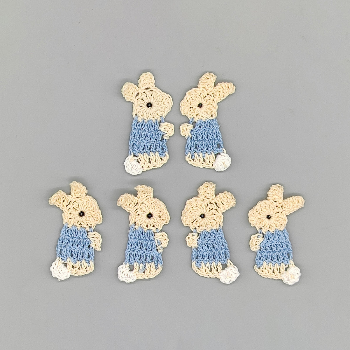 Set of 10 Easter Bunny Crochet Favors – Baby Blue Outfit, Cute Gifts