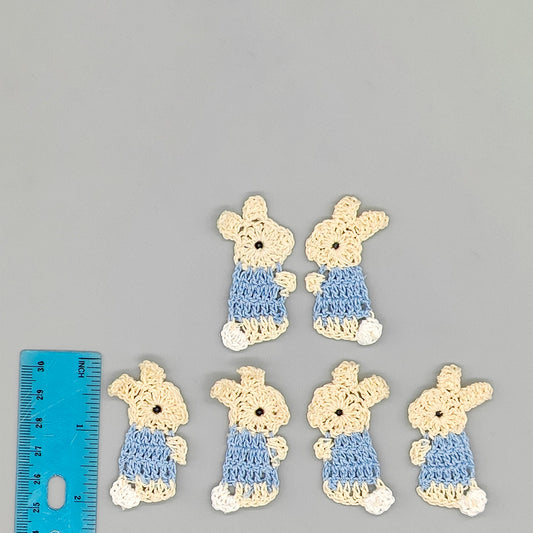 Set of 10 Easter Bunny Crochet Favors – Baby Blue Outfit, Cute Gifts