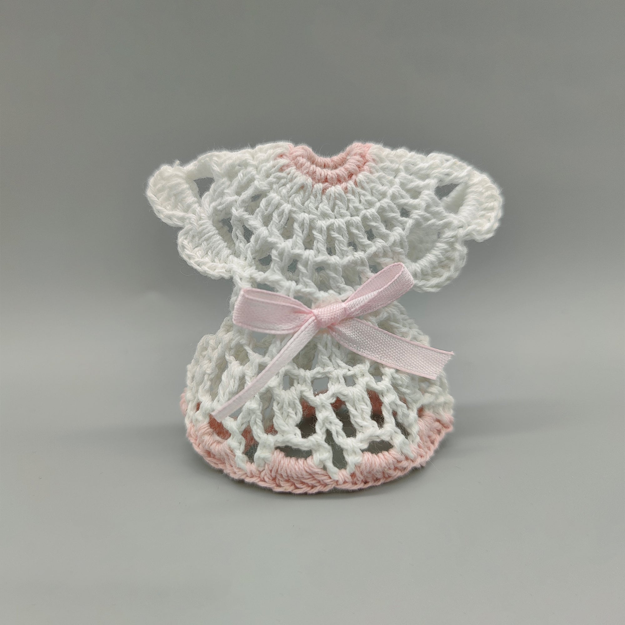 Set of 6 - Baby Dress, Baby shower favors, Baby Pink, Crochet mini dress, cute party favors, quinceanera; hanger with rack option available