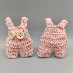 Set of 6 Baby Pink Crochet Mini Overalls – Baby Shower & Jumper Favors