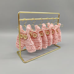 Set of 6 Baby Pink Crochet Mini Overalls – Baby Shower & Jumper Favors