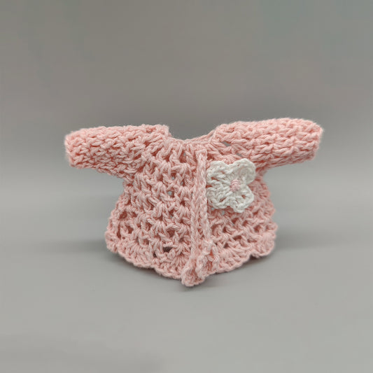 Baby pink knit crochet mini sweater with cute flower, baby shower favors, event favors, crochet favors, newborn favors, Set of 6