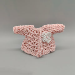 Baby pink knit crochet mini sweater with cute flower, baby shower favors, event favors, crochet favors, newborn favors, Set of 6