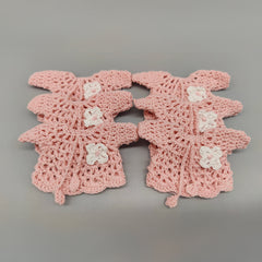 Baby pink knit crochet mini sweater with cute flower, baby shower favors, event favors, crochet favors, newborn favors, Set of 6