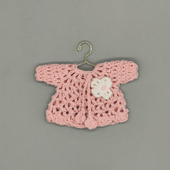 Baby pink knit crochet mini sweater with cute flower, baby shower favors, event favors, crochet favors, newborn favors, Set of 6
