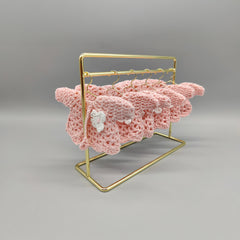 Baby pink knit crochet mini sweater with cute flower, baby shower favors, event favors, crochet favors, newborn favors, Set of 6