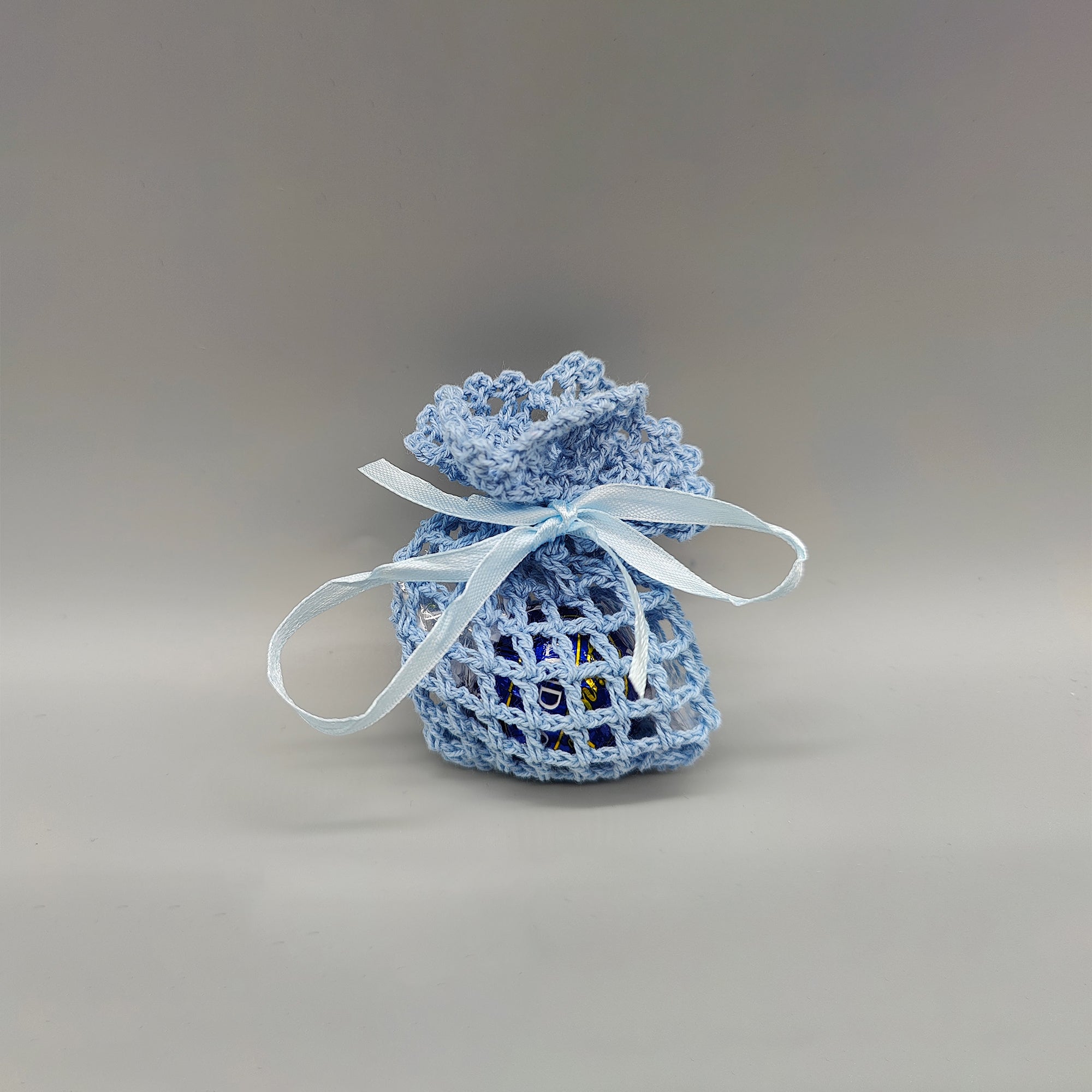 Mini-crochet favor bag - favor sack - Mini favor bag - Baby shower favor, Baby welcome favor bag - Set of 6 - Pink, Blue or White