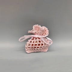 Mini-crochet favor bag - favor sack - Mini favor bag - Baby shower favor, Baby welcome favor bag - Set of 6 - Pink, Blue or White