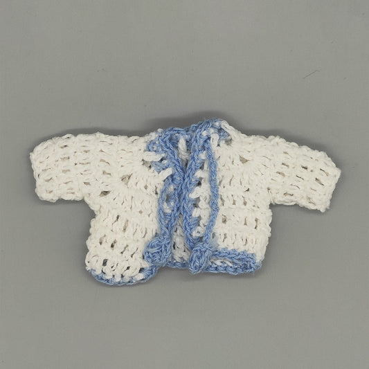 Set of 6 White Knit Crochet Mini Jackets – Baby Shower Favors