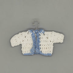 Set of 6 White Knit Crochet Mini Jackets – Baby Shower Favors