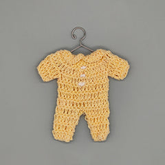 Adorable mini crochet yellow onesie favor, baby outfit, hanger and rack options available, party favor, baby shower, gender reveal, Set of 6
