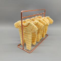 Adorable mini crochet yellow onesie favor, baby outfit, hanger and rack options available, party favor, baby shower, gender reveal, Set of 6