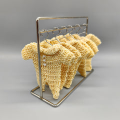 Adorable mini crochet yellow onesie favor, baby outfit, hanger and rack options available, party favor, baby shower, gender reveal, Set of 6