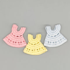 Set of 6 Mini Crochet Dress Favors – Baby Shower Keepsakes, Hangers