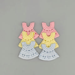Set of 6 Mini Crochet Dress Favors – Baby Shower Keepsakes, Hangers