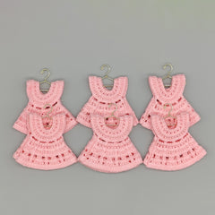 Set of 6 Mini Crochet Dress Favors – Baby Shower Keepsakes, Hangers