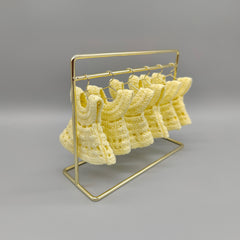 Mini Crochet Dress Baby Shower Favors - Set of 6 with Hangers & Rack Option - Tiny Keepsakes Your Guests Will Love! Pink, Blue, or Yellow