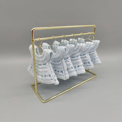 Mini Crochet Dress Baby Shower Favors - Set of 6 with Hangers & Rack Option - Tiny Keepsakes Your Guests Will Love! Pink, Blue, or Yellow