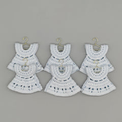 Mini Crochet Dress Baby Shower Favors - Set of 6 with Hangers & Rack Option - Tiny Keepsakes Your Guests Will Love! Pink, Blue, or Yellow