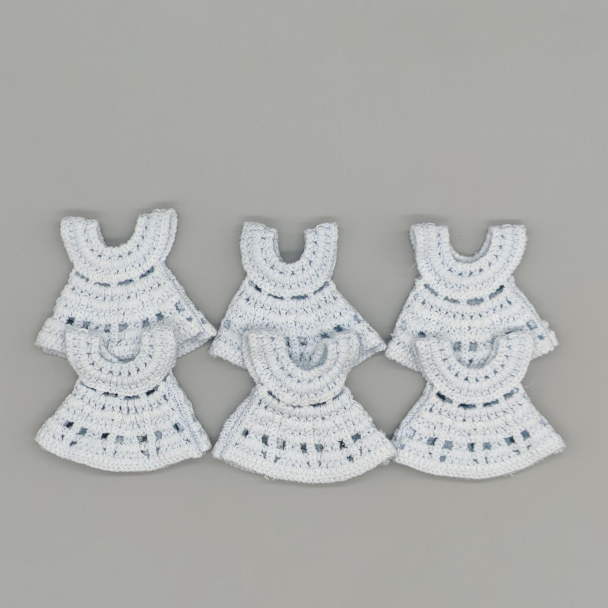 Mini Crochet Dress Baby Shower Favors - Set of 6 with Hangers & Rack Option - Tiny Keepsakes Your Guests Will Love! Pink, Blue, or Yellow