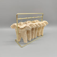 Set of 6 - Baby Cream Crochet Mini Onesie Party Favor, Baby shower, Baby welcome favors, Crochet mini outfit, with hanger and rack option