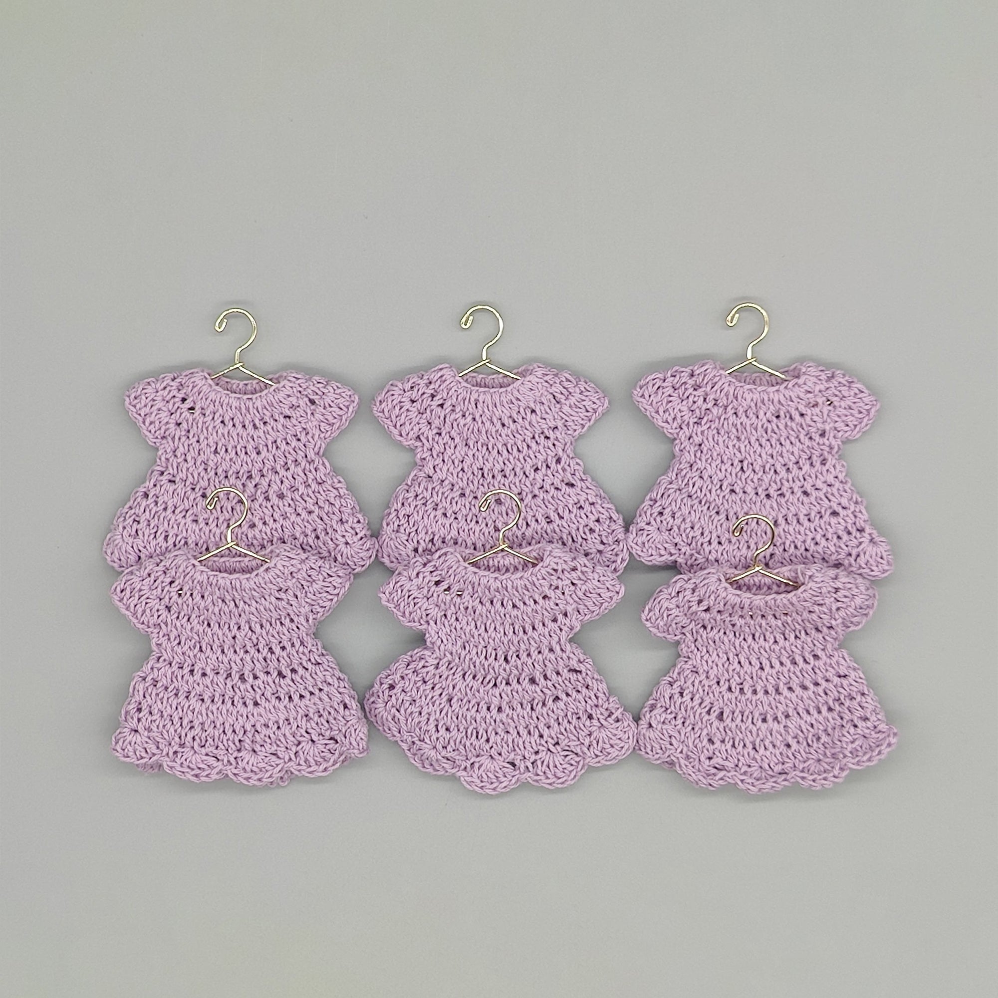 Crochet Lilac Dress Party Favors - Set of 6 - Baby Shower Keepsakes