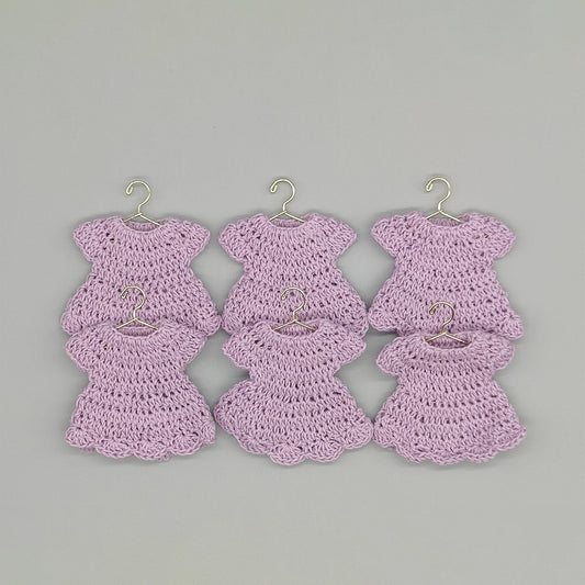 Crochet Lilac Dress Party Favors - Set of 6 - Baby Shower Keepsakes