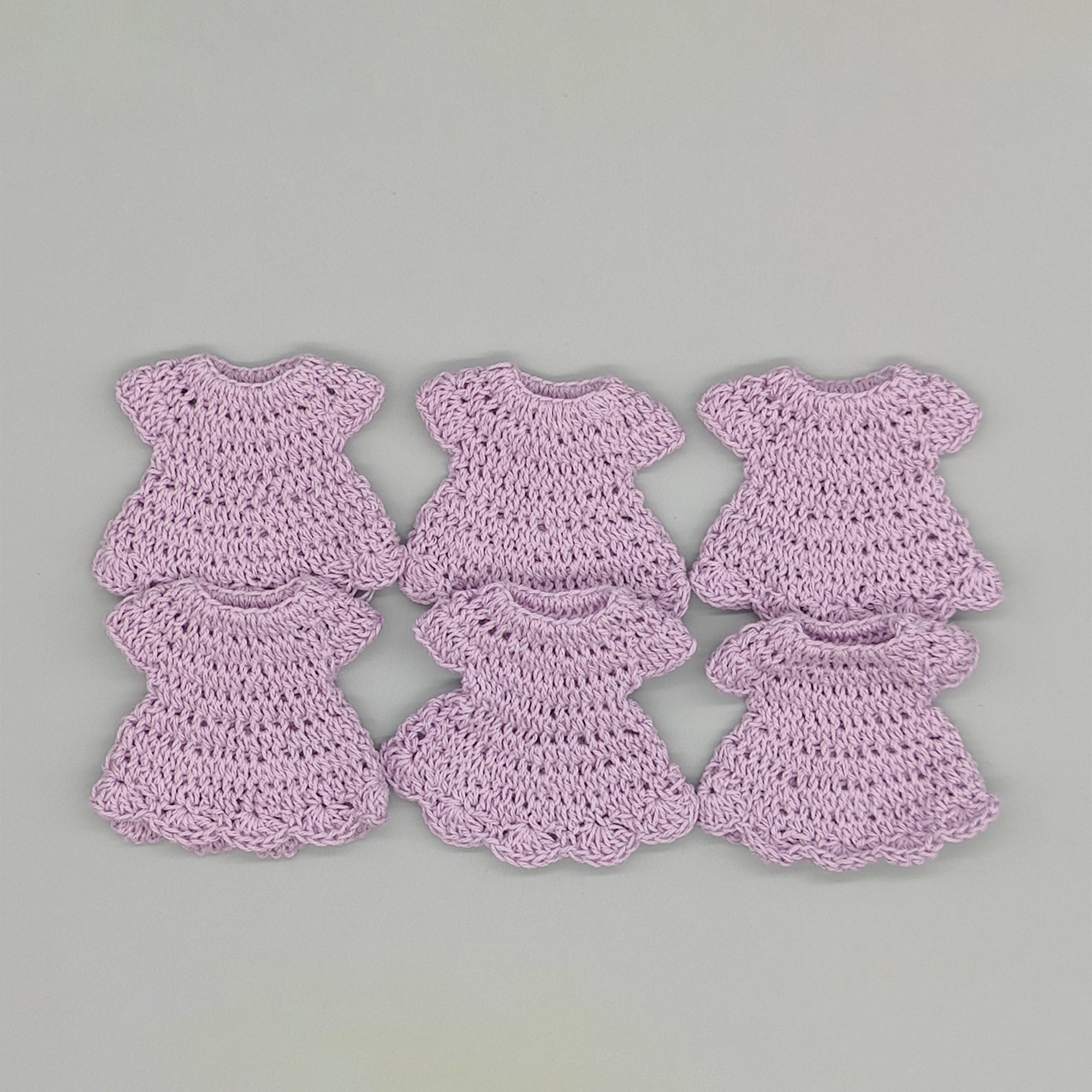 Crochet Lilac Dress Party Favors - Set of 6 - Baby Shower Keepsakes
