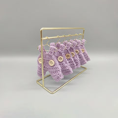 Set of 6 Mini Crochet Lilac Baby Overalls - Baby Shower Favors, Gender Reveal Decor, Birthday Party Gift, Miniature Doll Clothes