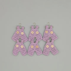 Set of 6 Mini Crochet Lilac Baby Overalls - Baby Shower Favors, Gender Reveal Decor, Birthday Party Gift, Miniature Doll Clothes