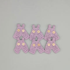 Set of 6 Mini Crochet Lilac Baby Overalls - Baby Shower Favors, Gender Reveal Decor, Birthday Party Gift, Miniature Doll Clothes
