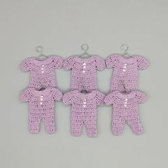 Set of 6 - Baby Lilac Crochet Mini Onesie Party Favor, Baby shower, Baby welcome favors, Crochet mini outfit, with hanger and rack option