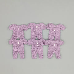 Set of 6 - Baby Lilac Crochet Mini Onesie Party Favor, Baby shower, Baby welcome favors, Crochet mini outfit, with hanger and rack option